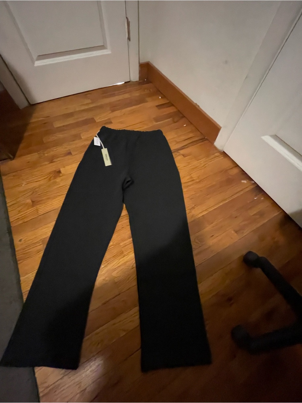 Essentials Black Wide-Leg Knit Pants